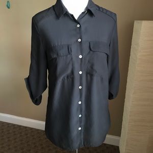 H&M Black Button Down Top